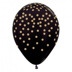 Helium Ballon "Bedrukt"; Zwart met confetti